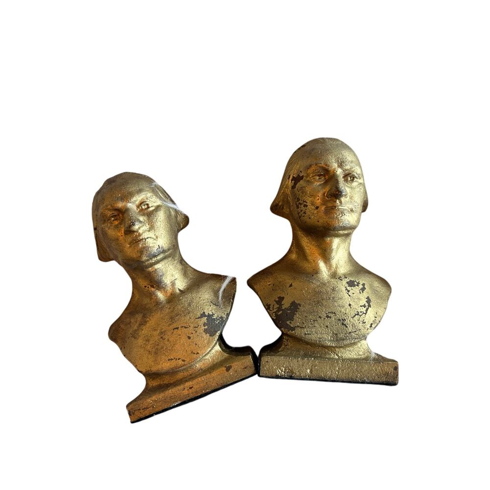 Vintage Antique Cast iron American Classical George Washington Bookends Pair‎